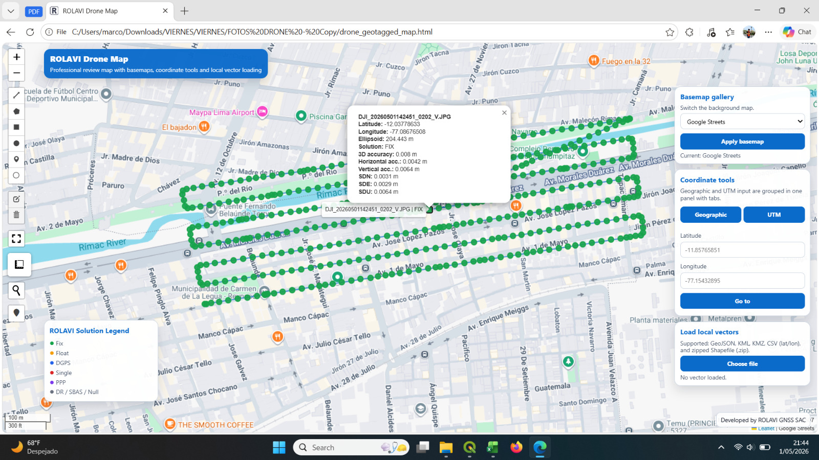 Drone PPK data processing in ROLAVI GEOStudio.
